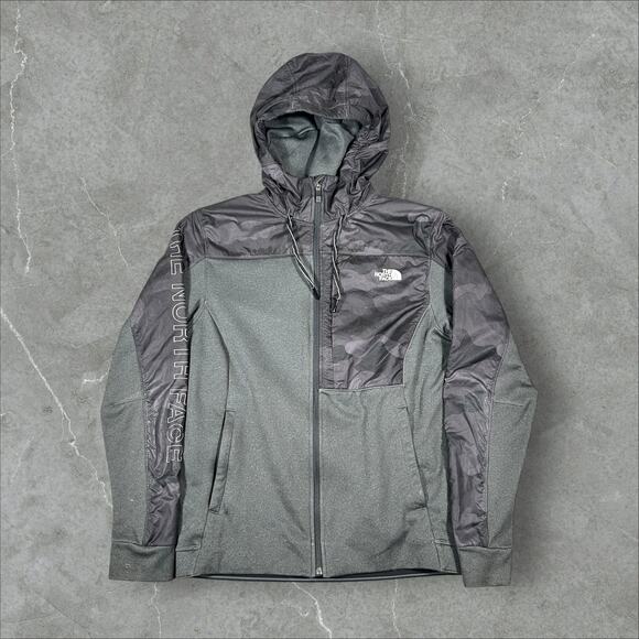 The North Face Gray Hooded Jacket Black Camo Denali - Picture 1 of 7